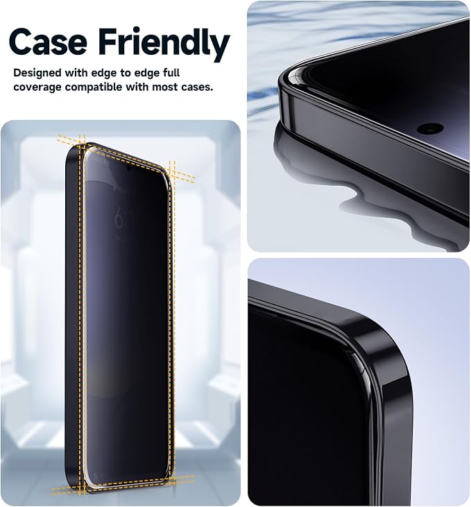 MAGIC JOHN 2 Pack for Samsung Galaxy S24 Plus/ S24+ Privacy Glass Screen Protector 6.7 inch Anti-spy Tempered Glass Film Auto Dust-Elimination Installation Bubble Free Case Friendly Anti-Scratch