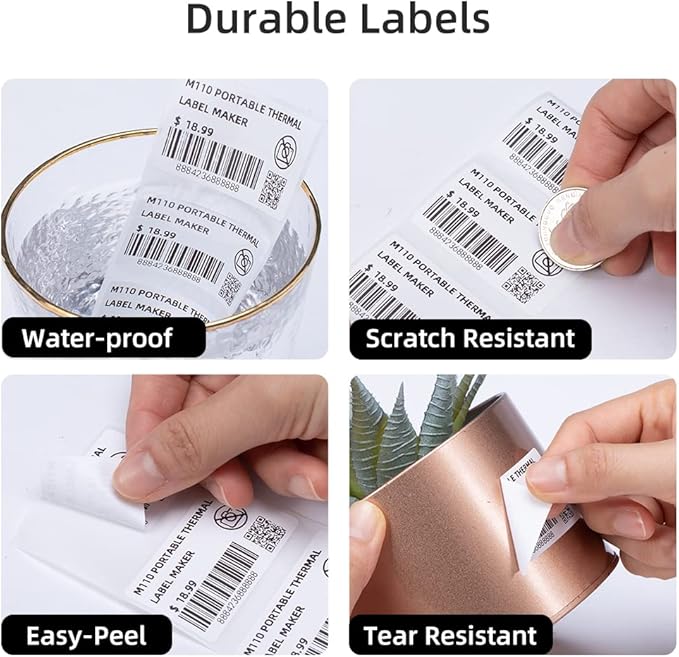 Phomemo M110 Round Labels 50X50mm(1.96" x 1.96") for Phomemo M110/M220/M221/M100/M120 Label Printer, Circle Labels Multipurpose Self-Adhesive Thermal Paper for Logo Thank Your Sticker, Black on White