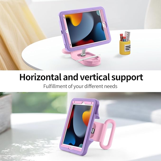 Kids Case for iPad 7th/8th/9th Gen 10.2 inchAdjustable Handle Stand(Black) | Adjustable Portrait/Landscape Stand/Drop Proof with Handle/KickstandChild Friendly Protective for iPad 10.2 2021/2020/201