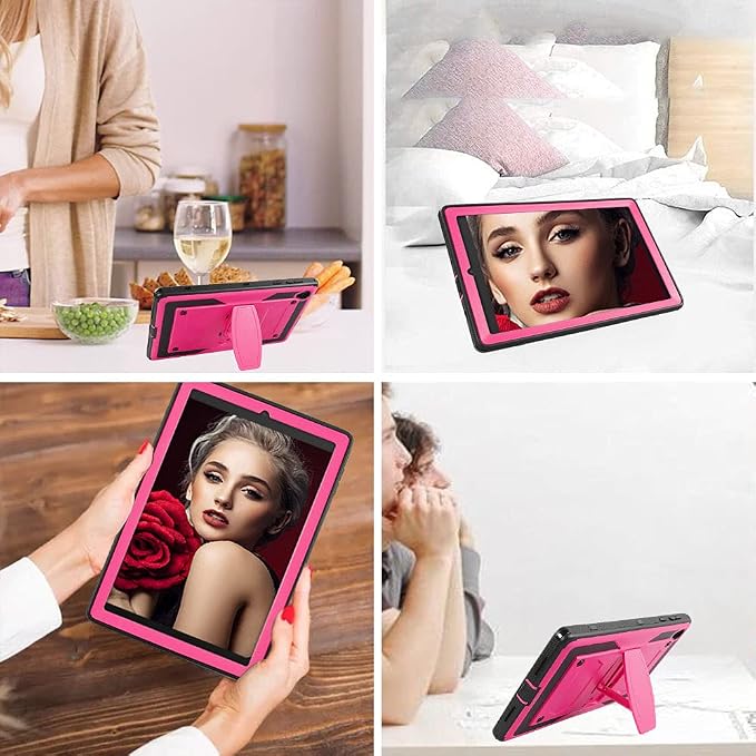 Mignova for Alcatel Joy Tab 2 8 inch 2020 Case Model 9032Z Come with HD Tempered Glass Screen Protector for TCL Tab Model 9048S Tablet Case Built in Stand Shockproof Hard Back Shell Case (Pink+1 Pcs)