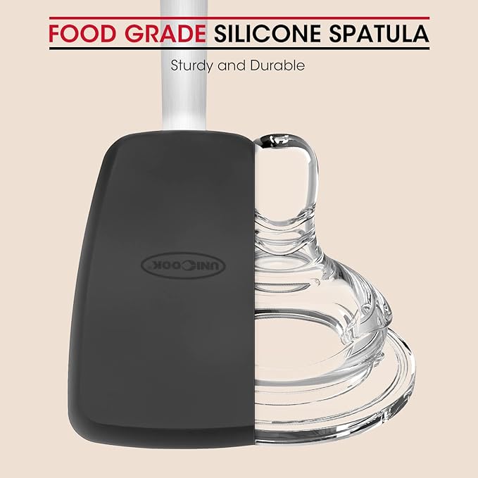 Unicook 2 Pieces Flexible Silicone Spatula Set for Kitchen Use, Food Grade