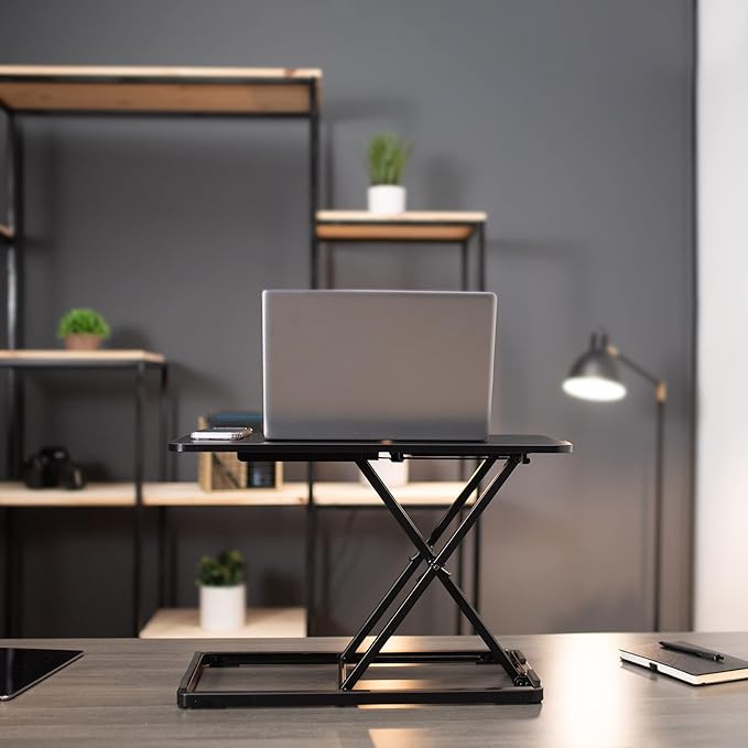 VIVO Single Top 24 inch Scissors Lift Keyboard and Mouse Riser, Height Adjustable Laptop Desk, For Ergonomic Sit Stand Workstations, Black, DESK-V024A