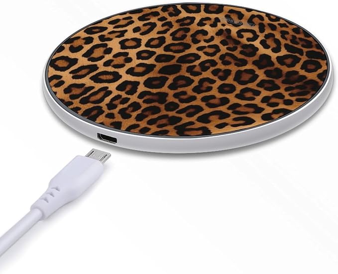 Cool Cheetah Leopard Wireless Charger 10W Qi-Certified Fast Wireless Charging Pad with USB Cable & LED Indicator Fashion Charger Mat Portable Charging Station for All Qi-Enabled Phones