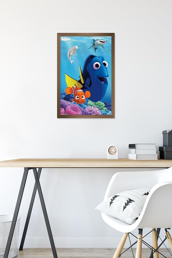 Trends International Disney Pixar Finding Dory - Dory Wall Poster, 14.725" x 22.375", Bronze Framed Version