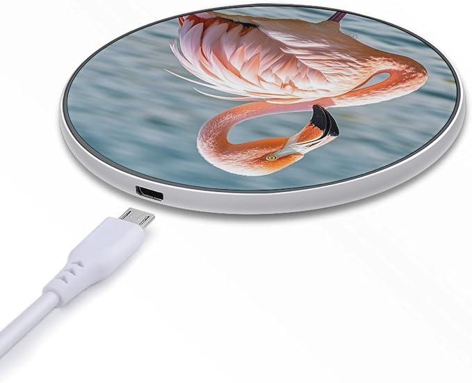Pink Flamingo Wireless Charger 10W Portable Fast Wireless Charging Pad Compatible with Phone Slim Charging Station Lightweight Charger Mat Charging Block for Travel Home Office