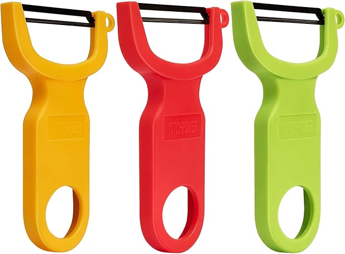 Original Vegetable Fruit Peeler Carbon Steel Blade 3 Pack Orange/Blue/Yellow…