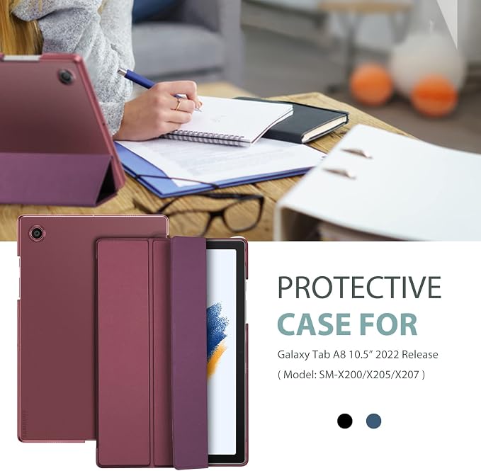 ProCase Smart Case for Galaxy Tab A8 10.5 Slim Stand Hard Back Shell Protective Smart Cover Case for Galaxy Tab A8 10.5 Inch 2022 SM-X200 X205 X207 -Black