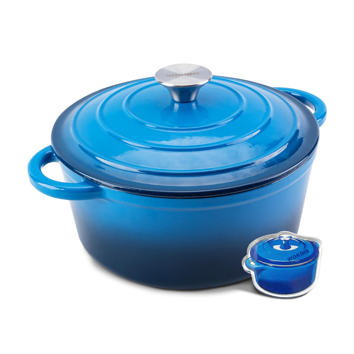 WOKINS 7-QT Enameled Cast Iron Round Dutch Oven With Lid,Oven safe,Cream