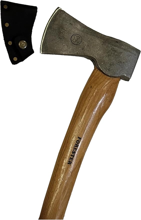 FORESTER Woodman 24in Wood Cutting Axe with Sheath - Multipurpose Axe with Hickory Handle for Wood Splitting and Chopping - Hand Forged Swedish Steel