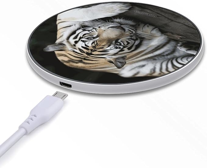 Tiger Lie On Rock Wireless Charger 10W Fast Charging Pad Anti-Slip Qi Certified Wireless Charging Pad Charging Station Portable Phone Charger for All Wireless Charging Smartphone