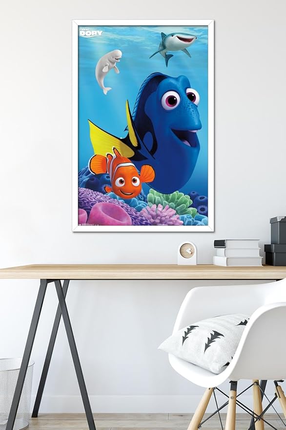 Trends International Disney Pixar Finding Dory - Dory Wall Poster, 22.375" x 34", White Framed Version