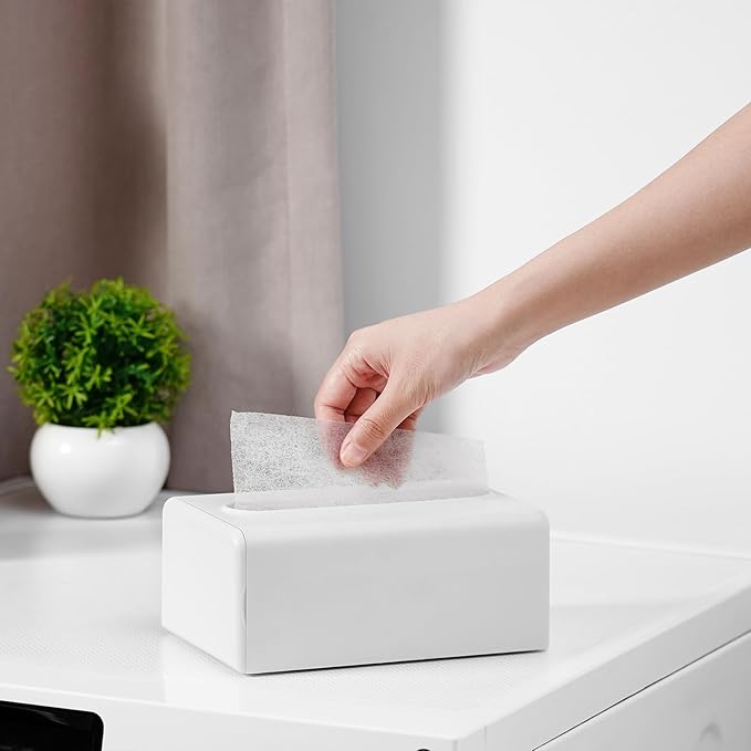 SUBEKYU Magnetic Dryer Sheet Holder for Laundry Room, Dryer Sheet Container,Dryer Sheet Dispenser,Wall Dryer Sheet Box for Laundry Organization and Storage,Plastic Fabric Sheet Holder with Lid,White