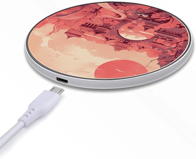Chinese Architectural Patterns Wireless Charger Portable Fast Charging Pad Lightweight Wireless Charging Pad 10W Slim Charging Station for Phone Charger Mat for Travel Home Office Desk