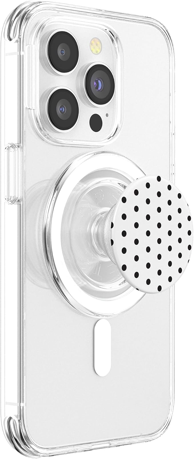 PopSockets Phone Grip - Black & White Polka Dots PopSockets PopWallet for MagSafe