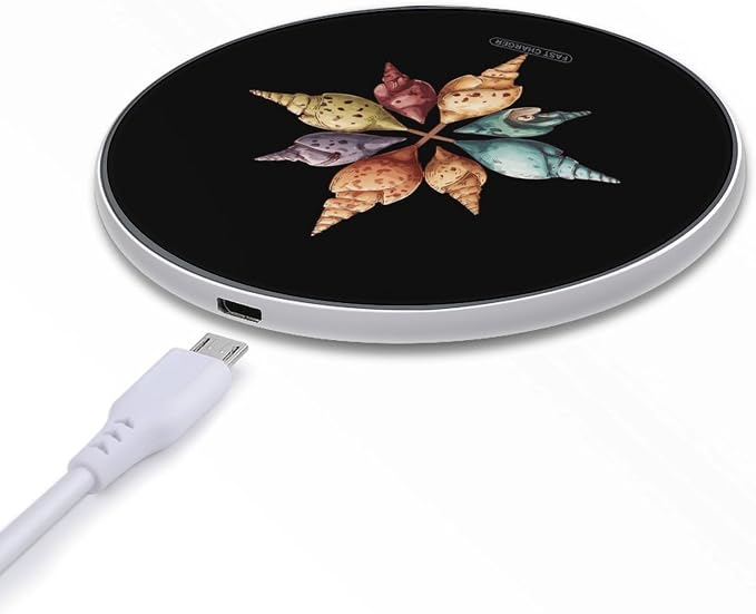 Shell Crosses Wireless Charger SlimWireless Charging Pad Anti-Slip Charger Mat for Men Women