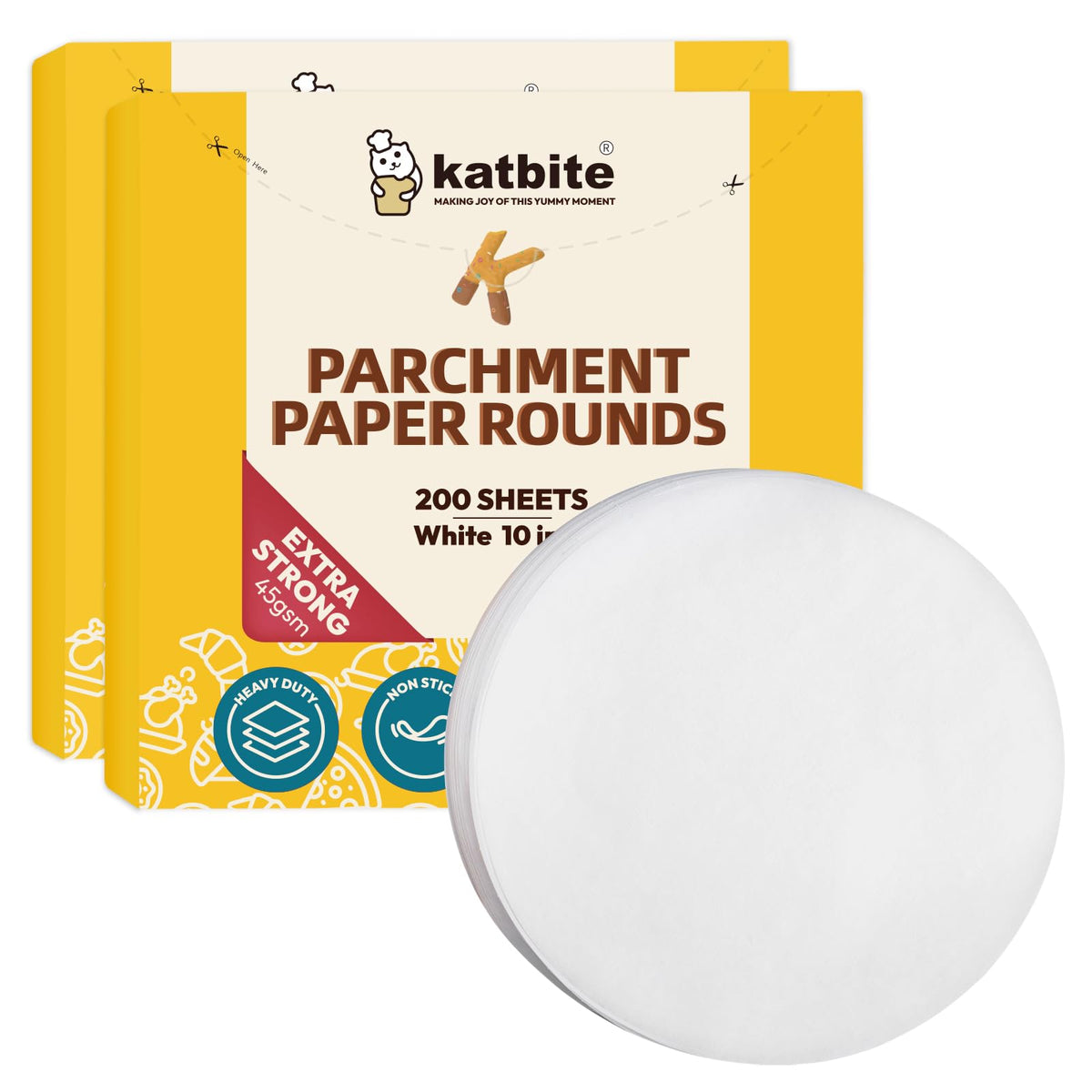 Katbite Unbleached Parchment Paper Rounds, Heavy Duty, White, 8 Inch 400Pcs