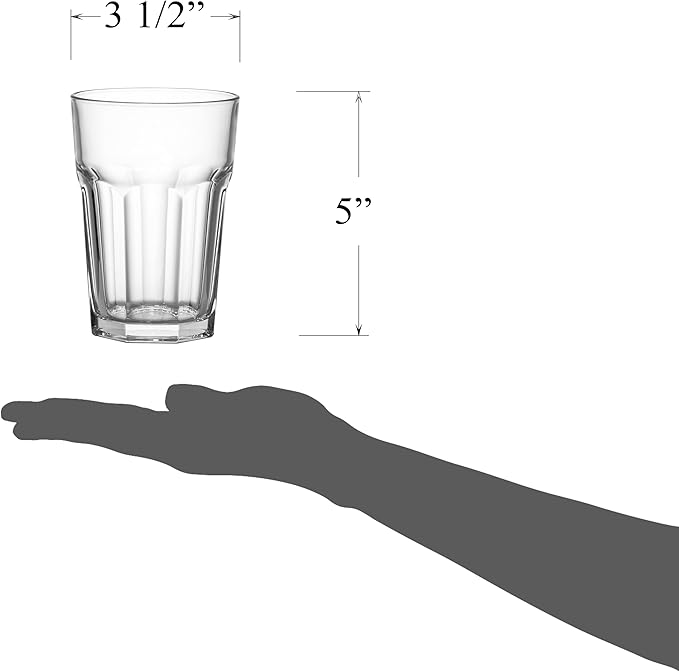 Red Co. Set of 6 Clear Glass 14 Fl Oz Drinking Highball Tumblers for Water, Juice, Beer, Cocktails