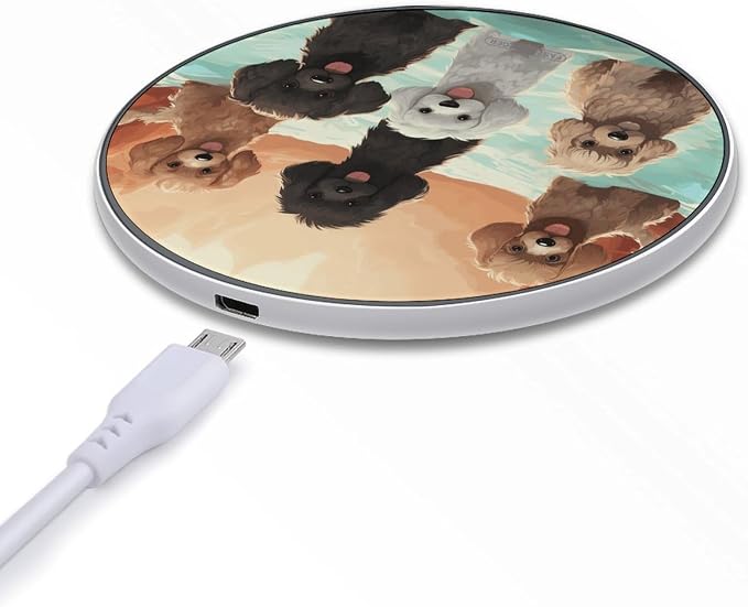 Poodles Dogs Wireless Charger Fast Charging Pad | Anti-Slip Qi Certified Wireless Charging Pad for All Phones with Wireless Charging Function for Home Office Travel