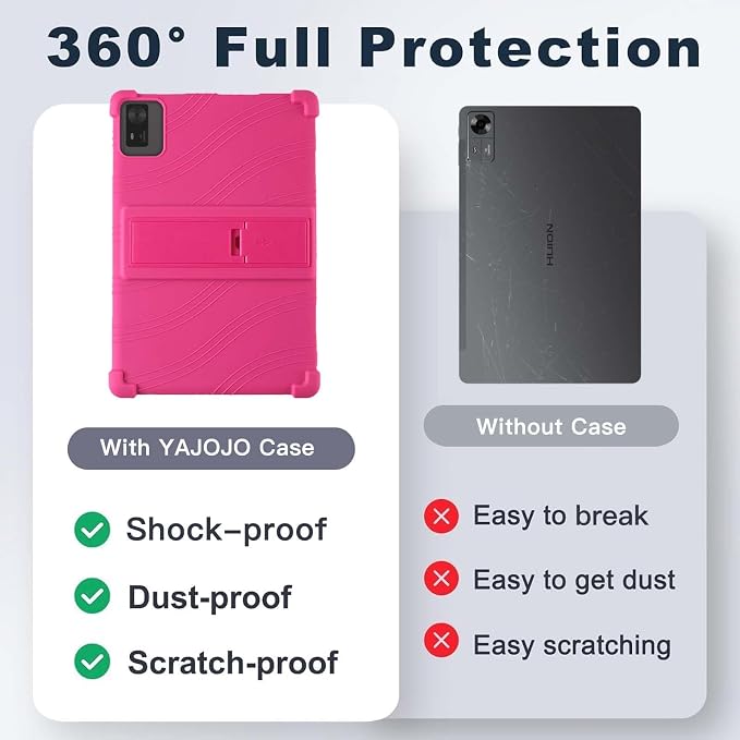 Case for HUION Kamvas Slate 11 Tablet 10.95 inchSoft Silicone Protector CoverKids FriendlyAdjustable Stand Tablet Cover4 Corners Thicken ShockproofPink