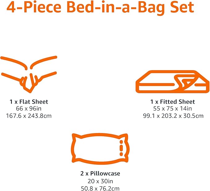 Amazon Basics Lightweight Microfiber 4-Piece Bed Sheet Set, Oliver Light, Solid, Full