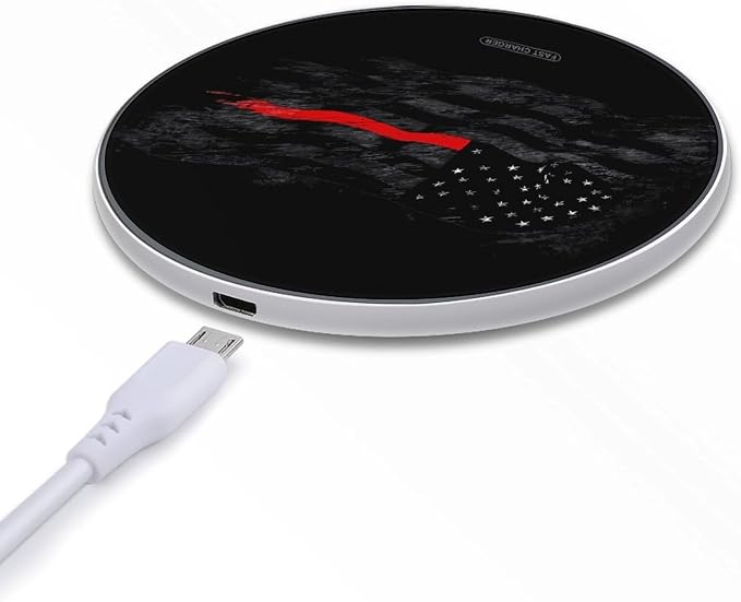 Thin Red Line Firefighter US Flag Wireless Charger Portable Charging Pad | LightweightAll Smartphone