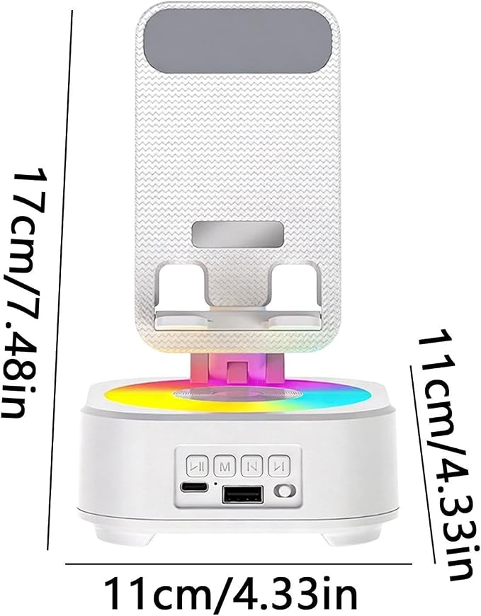 Speaker Phone Holder – ABS 11×11×19cm | 360° Adjustable Phone Stand with Audio Support | Desktop Pħ Holder Speaker for Live Streaming Home Office School Use