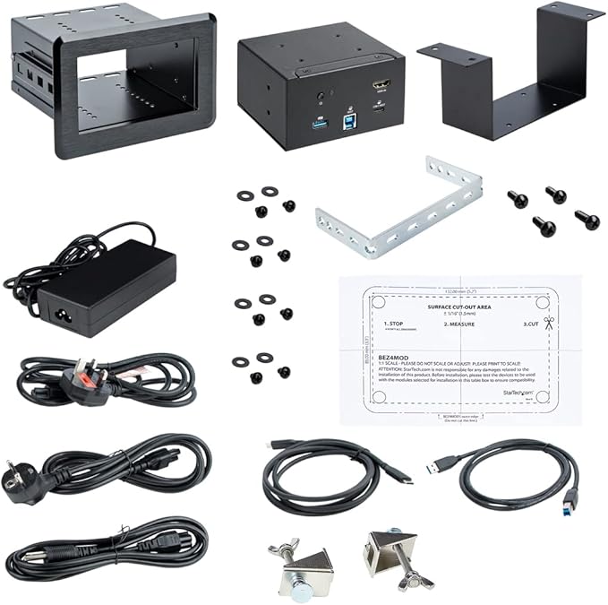 StarTech.com Conference Room Docking Station - Universal Laptop Dock - 4K HDMI, 60W Power Delivery, USB Hub, GbE, Audio - in-Table Connectivity Box for Huddle/Boardroom Collaboration Space, TAA