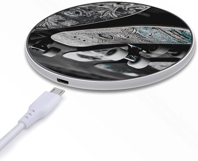 Skate Boards Wireless Charger 10W Fast Charging Pad Anti-Slip Qi Certified Wireless Charging Pad Charging Station Portable Phone Charger for All Wireless Charging Smartphone