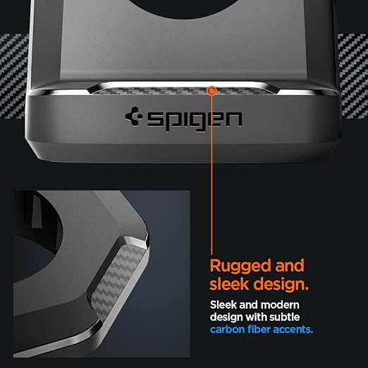 Spigen Rugged Armor Stand Designed for Apple Watch Charger Stand Compatible with Ultra 3/2/1 49mm, Series 11/10 46/42mm, 9/8/7 45/41mm, SE3/SE2/SE/6/5/4 44/40mm with Non-Slip Stable Base - Black