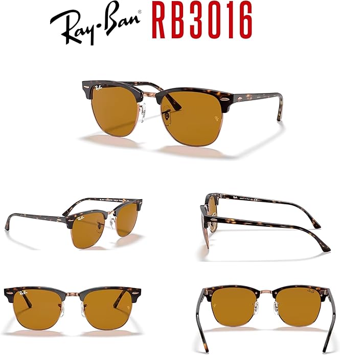 Ray-Ban RB3016 CLUBMASTER Sunglasses For Men For Women +BUNDLE with ACCESSORY EYEWEAR KIT