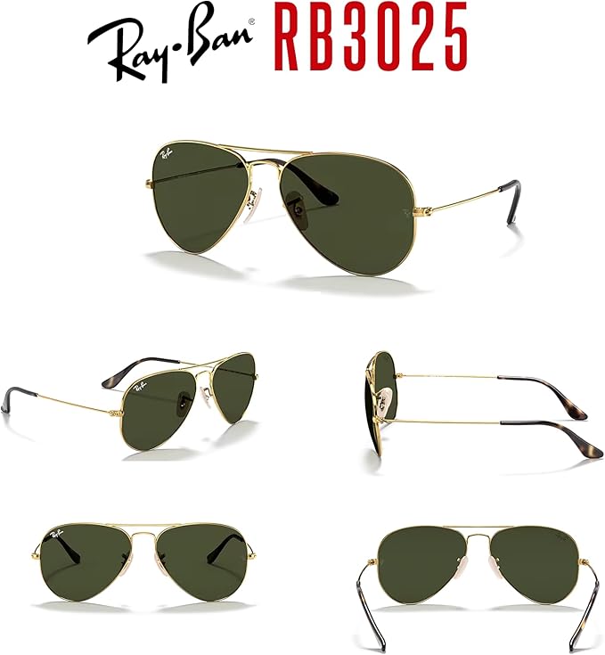 Ray-Ban RB3025 Metal Aviator Sunglasses For Men For Women +BUNDLE with ACCESSORY EYEWEAR KIT