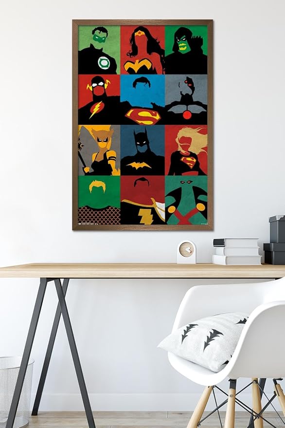 Trends International DC Comics - Justice League - Minimalist Wall Poster, 22.375" x 34", Bronze Framed Version