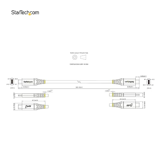 StarTech 3.3ft (1m) USB-C Cable 10Gbps 100W (5A) PD 8K 60Hz / 4K 144Hz USB-IF Certified Thunderbolt Compatible