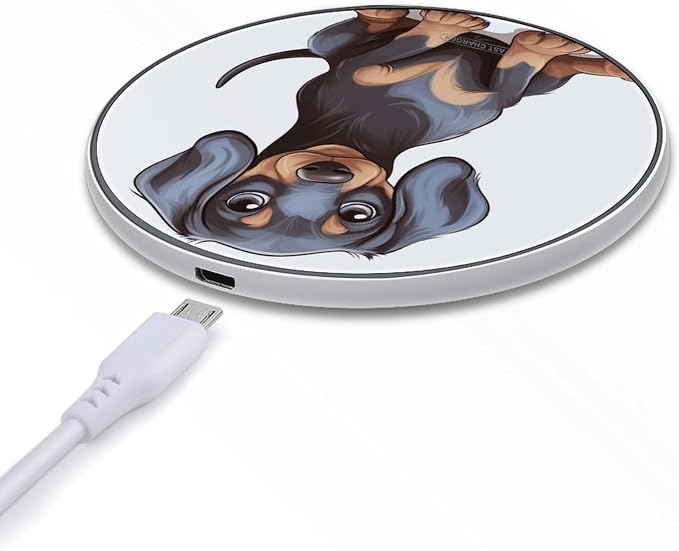 Cute Dachshund Wireless Charger Fast Charging Pad | Anti-Slip Qi Certified Wireless Charging Pad for All Phones with Wireless Charging Function for Home Office Travel