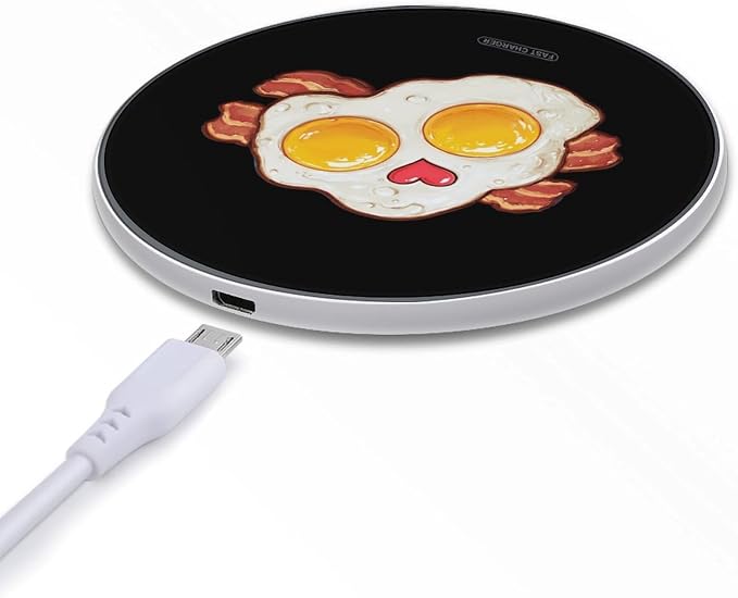 Bacon Eggs Wireless Charger SlimWireless Charging Pad Anti-Slip Charger Mat for Men Women