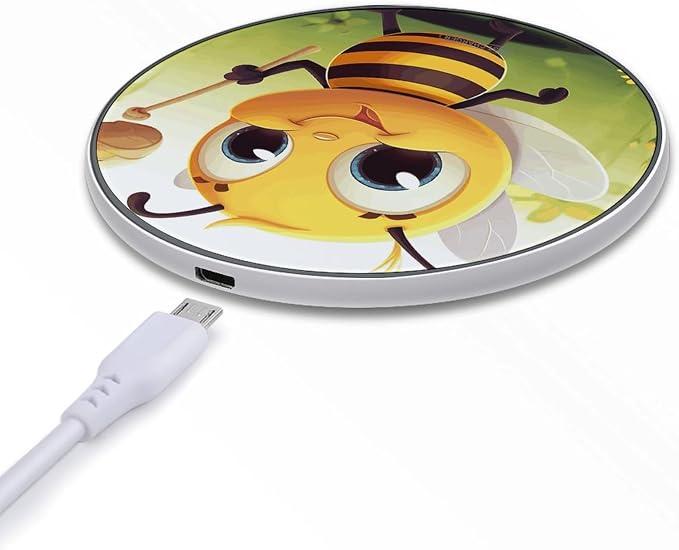 Honey Beem Wireless Charger 10W Qi-Certified Fast Wireless Charging Pad with USB Cable & LED Indicator Fashion Charger Mat Portable Charging Station for All Qi-Enabled Phones