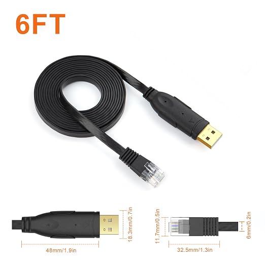 CableCreation USB Console Cable USB to RJ45 Serial Adapter 10FT/ 3M Black | Compatible with Router/Switch of Cisco NETGEAR Windows Linux System