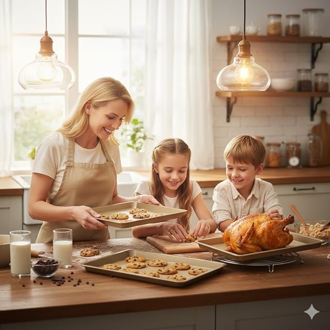 FLAREFX Baking Pan Set of 3 | 13/15/18" Cookie Sheets for Baking Supplies