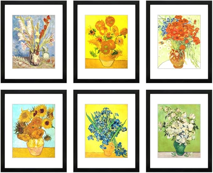 11x14 Picture Frame Set of 6 with Real Glass for Pictures 8x10 with Mat or 11x14 Without Mat, Wall Gallery or Tabletop display Photo Frames in Black