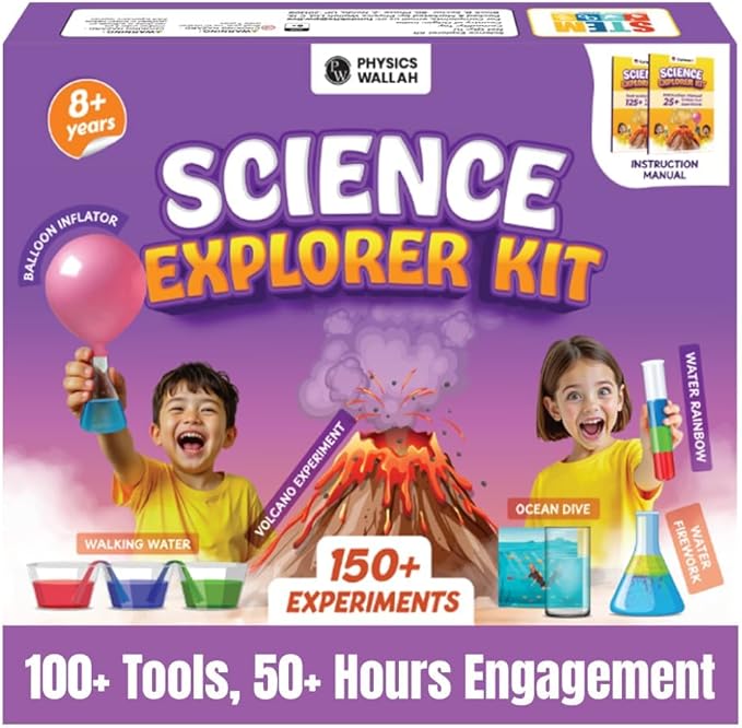PW Science Kit for Explorer Kids with Instructions Manual 150+ Fun & Educational Science Experiments Kit DIY Kit for Kids Ages 8+ STEM Learning Toy & Kit Multicolor
