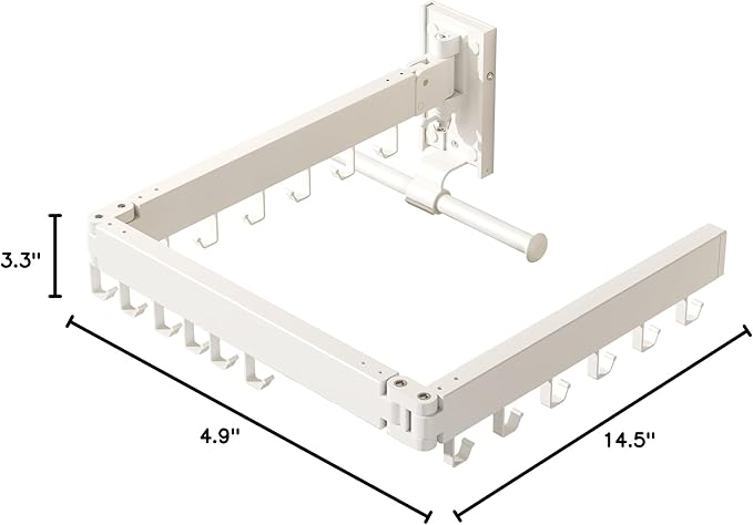 Wall Mounted Clothes Hanger,Clothes Drying Rack,Laundry Drying Rack,Clothes Rack Wall Mount,Drying Rack Clothing,Retractable,Collapsible,can Fold Upward & Left & Right (Upgrade-White)