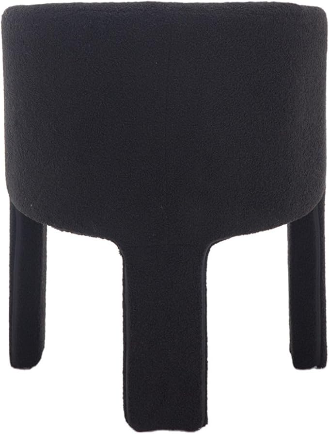 Modern Sherpa Barrel Dining Chairs Set of 2, Upholstered Boucle Dining Chairs Accent Chairs with Arms Comfy Makeup Vanity Chairs, Dining Living Room Kitchen Chairs, Black