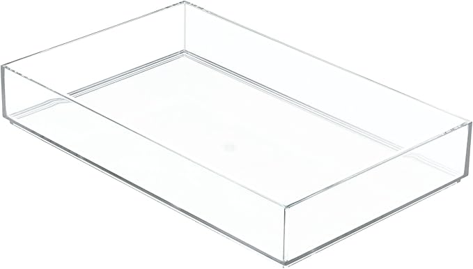 iDesign Clear Drawer Organizer, Plastic Tray for Makeup Storage on Bathroom Vanity, Dresser or Desk