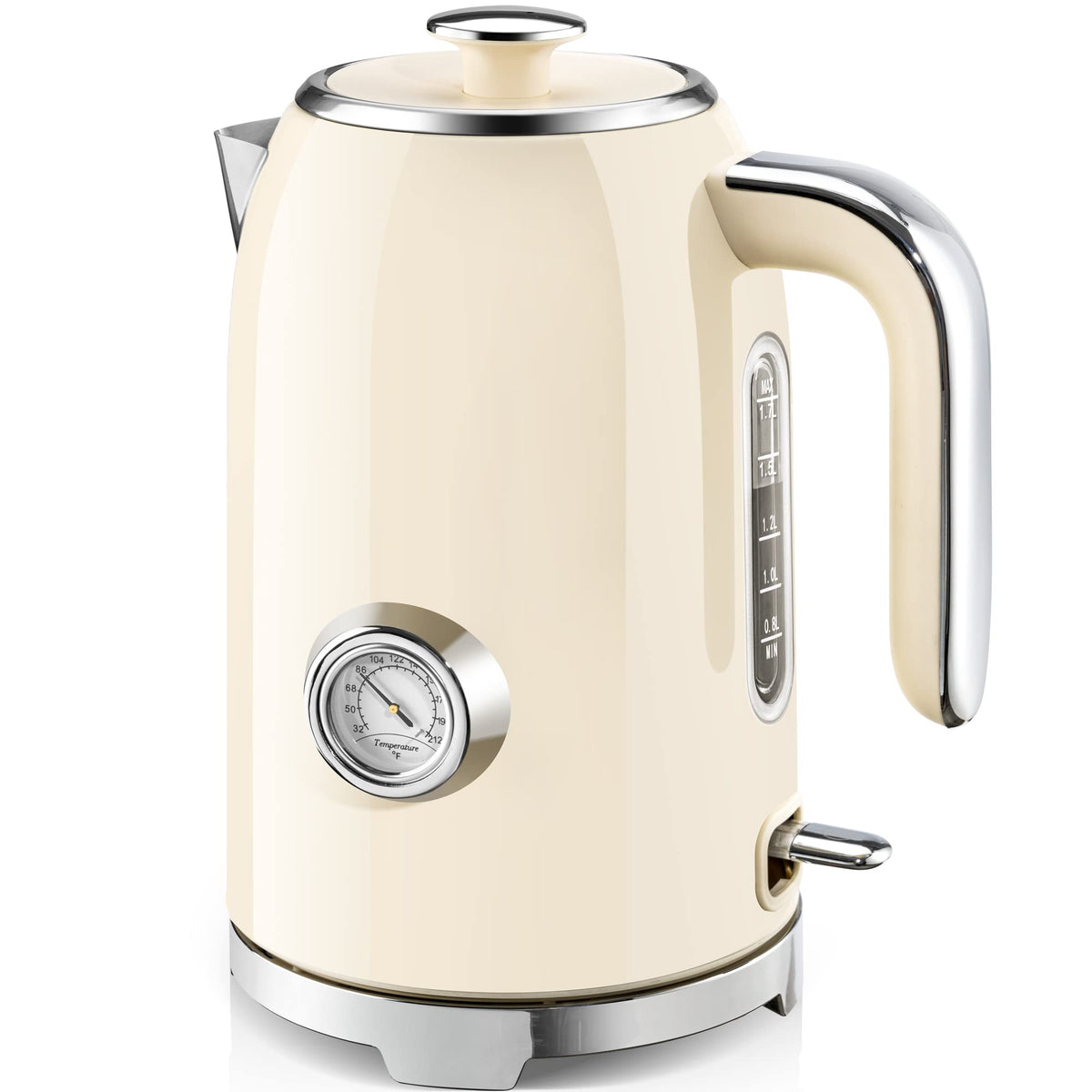 SUSTEAS 57oz Electric Kettle with Thermometer, Hot Water Pot, Retro Yellow