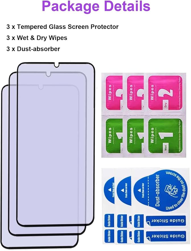 3 pack Anti Blue Light Tempered Glass Screen Protector Compatible with Samsung Galaxy S20 FE.Eye Protection Tempered Glass FilmNo Bubbles9H Hardness HD Blue Light Blocking Screen Protective Film