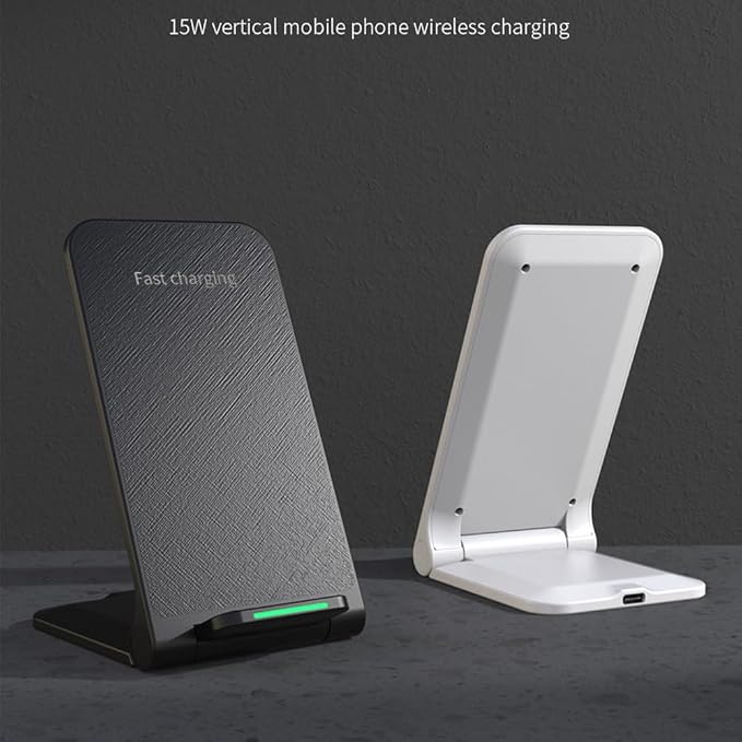 IHAO 5in1 Multi Functional Wireless Charging Station with Digital Clock 15W Fast Charge Night Light Temperature Display Wireless Charger for All Qi Phone and TWS Headphone Compliant with Apple Watch