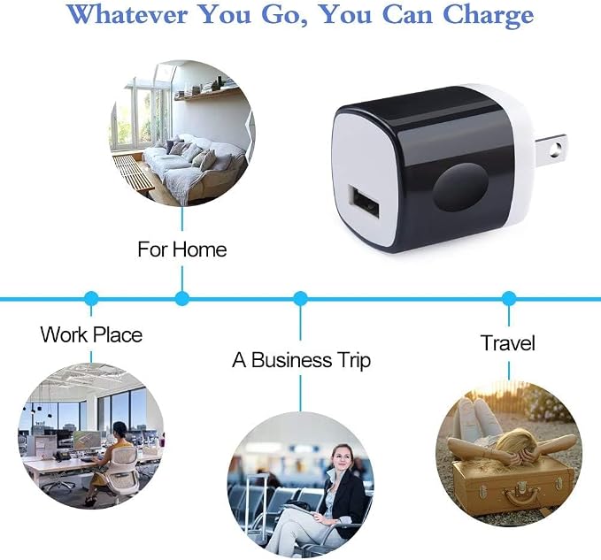 USB Wall Plug 10Pack 1A/5V Single Port USB Wall Charger Block Power Adapter | Charging Cube Brick Box for iPhone 17 16 15 14 13 12 Pro Max/XS Samsung S26 S25 S24 S23 S22 S21 Ultra Android Phone Char