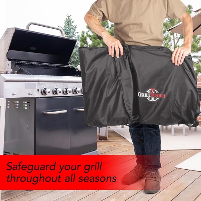 GrillTough Heavy Duty BBQ Grill Cover for Outdoor Grill, 64 Inch – Waterproof, Weather Resistant, UV & Fade Resistant with Adjustable Straps – Gas Grill Cover for Weber, Charbroil, etc. Charcoal