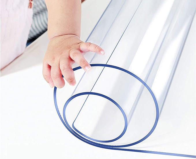 Multi Size 1.5mm Thick Custom Clear Rectangular PVC Table Protector Plastic Tablecloth Furniture Protective Cover Wooden Desk Top Coffee Dining Wood Furniture Buffet End Countertop Mat 42x86 inch