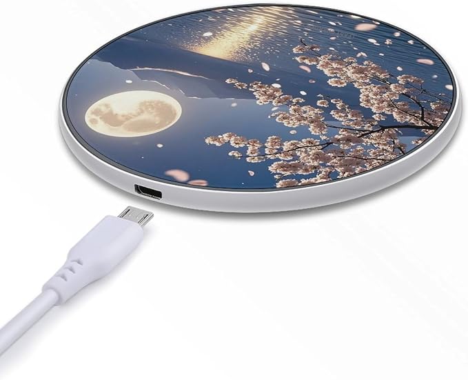 Bright Moon Hangs High Wireless Charger with USB CableAluminum Alloy Frame 10W Max Compatible Fast Wireless Charging Pad- 3.2ft Cable Included for Travel Home Office Desk